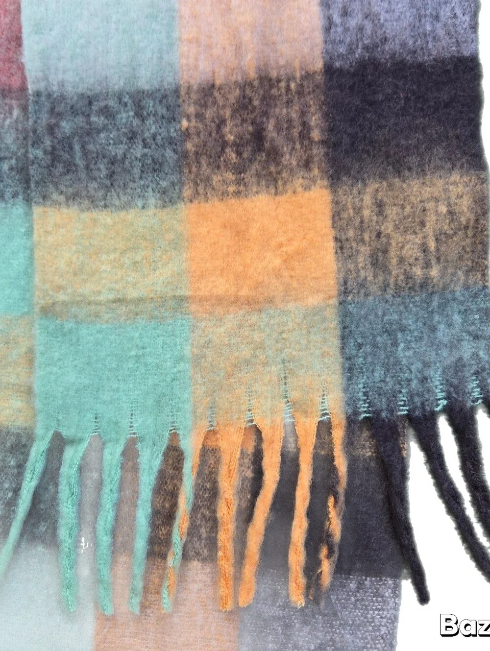 Swedish Mohair Multicolor Checkered Scarf